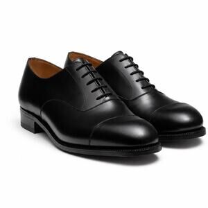 J.M. Weston FRANCE Cap Toe Oxford Shoe Leather Black Minimalist Classic 8 Wide